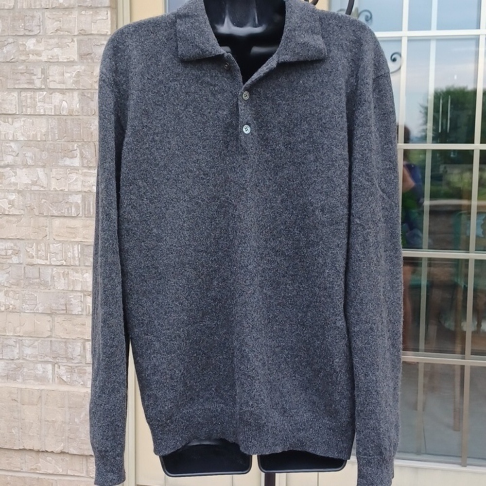 Vintage Glen Royal Sweater Heathered Gray 100% Cashmere, button, Knit Sz M EUC